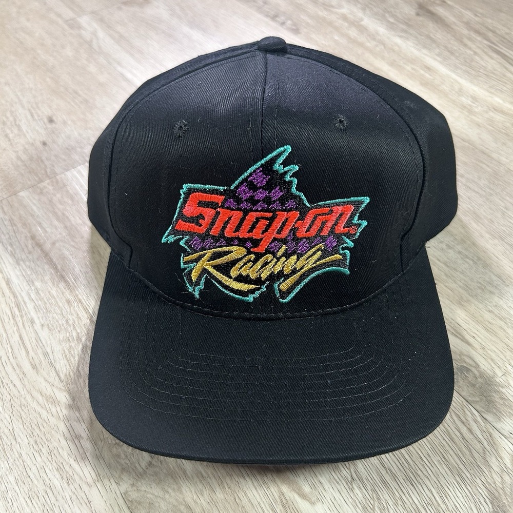 VTG 1990s Snap On Tools Snapback Hat NASCAR Black Cap
